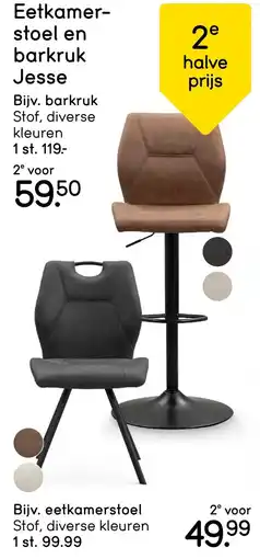 Leen Bakker Eetkamer stoel en barkruk Jesse aanbieding