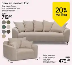 Leen Bakker Bank en loveseat Elsa aanbieding