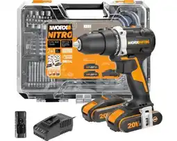 Hornbach WORX Accu Accuschroefboormachine WX102.2 (Incl. 2x 2,0Ah + lader) en 51-delige accessoireset aanbieding
