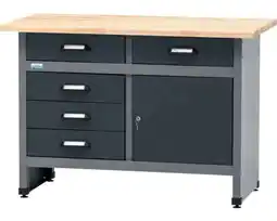Hornbach KÜPPER Werkbank 120x84x60 cm antraciet-grijs (1 deur, 5 laden) aanbieding