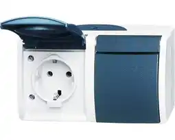 Hornbach BUSCH-JAEGER Wandcontactdoos Ocean dubbel opbouw IP44 lichtgrijs/blauwgroen Spatwaterdicht aanbieding