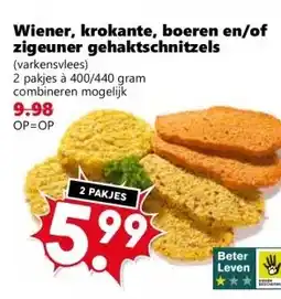 CoopCompact Wiener, krokante, boeren en/of zigeuner gehaktschnitzels aanbieding