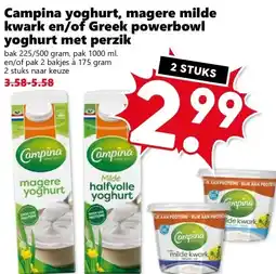 CoopCompact Campina yoghurt, magere milde kwark en/of Greek powerbowl yoghurt met perzik aanbieding