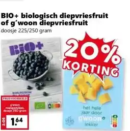 CoopCompact BIO+ biologisch diepvriesfruit of g'woon diepvriesfruit aanbieding