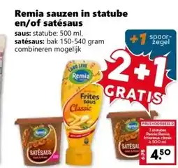CoopCompact Remia sauzen in statube en/of satésaus aanbieding
