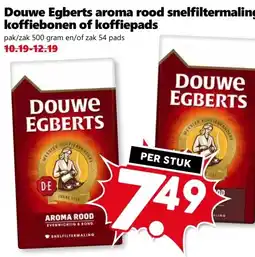 CoopCompact Douwe Egberts aroma rood snelfiltermaling, koffiebonen of koffiepads aanbieding