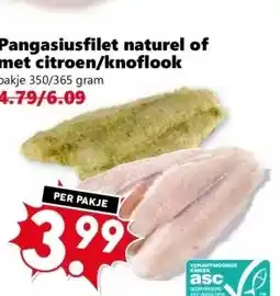Coop Pangasiusfilet naturel of met citroen/knoflook aanbieding