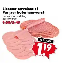 Coop Elzasser cervelaat of Parijzer boterhamworst aanbieding