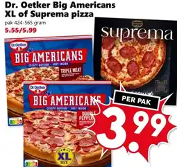 Coop Dr. Oetker Big Americans XL of Suprema pizza aanbieding