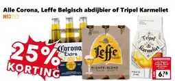 Coop Alle Corona, Leffe Belgisch abdijbier of Tripel Karmeliet aanbieding