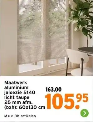 GAMMA Maatwerk aluminium jaloezie 5140 licht taupe aanbieding
