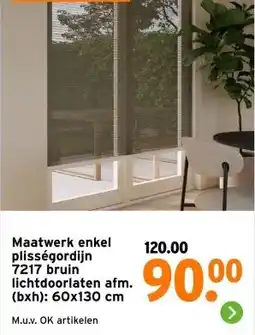 GAMMA Maatwerk enkel plisségordijn 7217 bruin lichtdoorlaten aanbieding