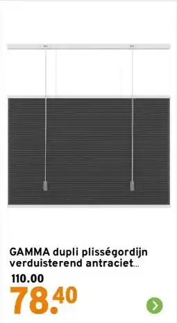 GAMMA GAMMA dupli plisségordijn verduisterend antraciet (kleurnr. 6013) 60x180 cm (bxh) aanbieding