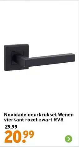 GAMMA Novidade deurkrukset Wenen vierkant rozet zwart RVS aanbieding