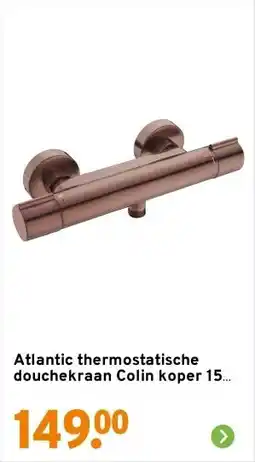GAMMA Atlantic thermostatische douchekraan Colin koper 15 cm aanbieding