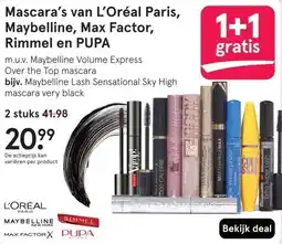 Etos Mascara's van L'Oréal Paris, Maybelline, Max Factor, Rimmel en PUPA aanbieding