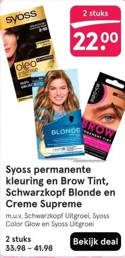 Etos Syoss permanente kleuring en Brow Tint, Schwarzkopf Blonde en Creme Supreme aanbieding
