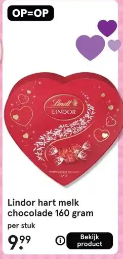 Etos Lindor hart melk chocolade 160 gram aanbieding