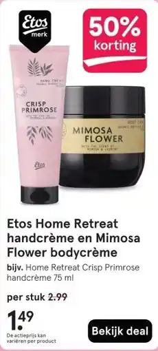 Etos Etos Home Retreat handcrème en Mimosa Flower bodycrème aanbieding