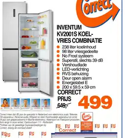 Correct INVENTUM KV2001S KOEL- VRIES COMBINATIE aanbieding