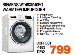 Correct SIEMENS WT48XM40FG WARMTEPOMPDROGER aanbieding