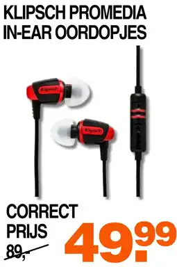 Correct KLIPSCH PROMEDIA IN-EAR OORDOPJES aanbieding