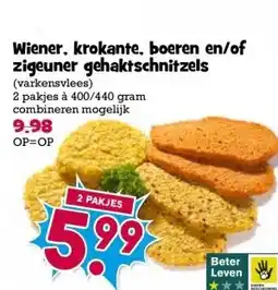 Boon`s Markt Wiener, krokante, boeren en/of zigeuner gehaktschnitzels aanbieding