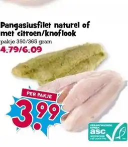 Boon`s Markt Pangasiusfilet naturel of met citroen/knoflook aanbieding