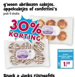 Boon`s Markt g'woon abrikozen cakejes. appelcakejes of confettini's aanbieding