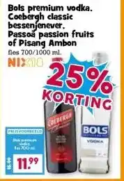 Boon`s Markt Bols premium vodka. Coebergh classic bessenjenever. Passoa passion fruits of Pisang Ambon aanbieding