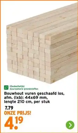 GAMMA Bouwhout vuren geschaafd aanbieding