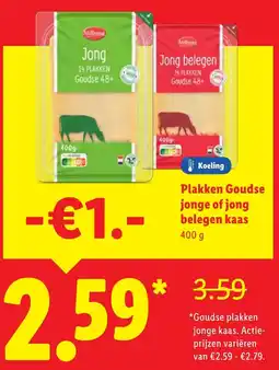 Lidl Milbone Plakken Goudse jonge of jong belegen kaas aanbieding