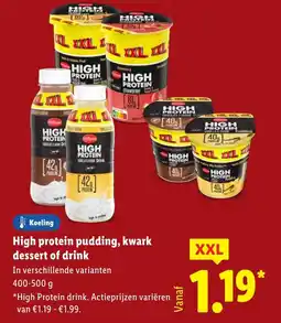 Lidl High protein pudding, kwark dessert of drink aanbieding