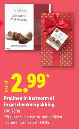Lidl Pralinen in hartvorm of in geschenkverpakking aanbieding