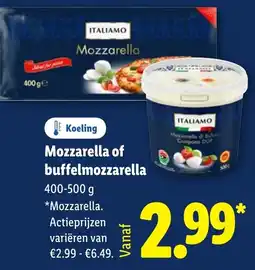 Lidl Italiamo Mozzarella of buffelmozzarella aanbieding
