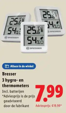 Lidl Bresser 3 hygro- en thermometers aanbieding