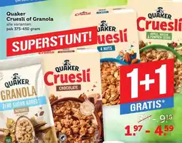 Coop Quaker Cruesli of Granola aanbieding