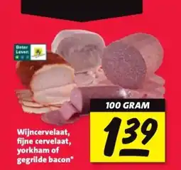 Nettorama Wijncervelaat, fijne cervelaat, yorkham of gegrilde bacon aanbieding