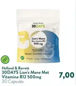 Holland & Barrett 30DAYS Lion's Mane Met Vitamine B12 500mg aanbieding