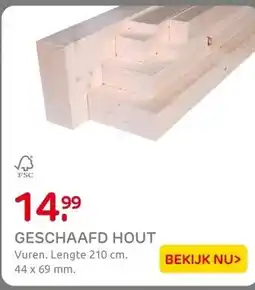Praxis Geschaafd hout - vuren - 44x44mm - aanbieding