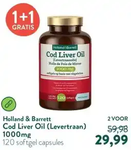 Holland & Barrett Cod Liver Oil (Levertraan) 1000mg aanbieding