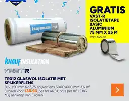 BOUWMAAT TR312 glaswol isolatie met spijkerflens aanbieding
