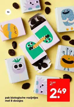 HEMA Pak biologische rozijntjes met 8 doosjes aanbieding