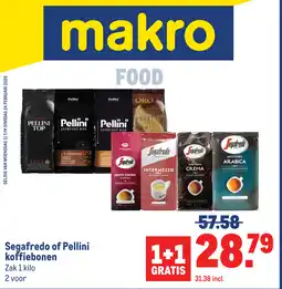 Makro Segafredo of pellini koffiebonen aanbieding