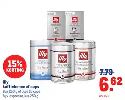 Makro Illy koffiebonen of cups aanbieding