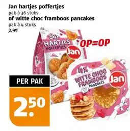 Poiesz Jan hartjes poffertjes of witte choc framboos pancakes aanbieding