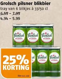 Poiesz Grolsch pilsner blikbier aanbieding