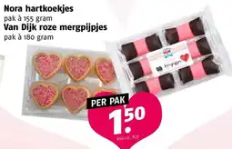 Poiesz Nora hartkoekjes, Van Dijk roze mergpijpjes aanbieding