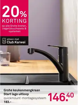 Karwei Grohe keukenmengkraan Start lage uitloop aanbieding