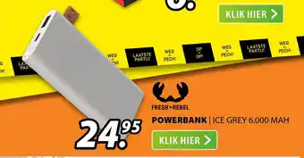 Expert Fresh Rebel Powerbank Ice Grey 6,000 MAH aanbieding